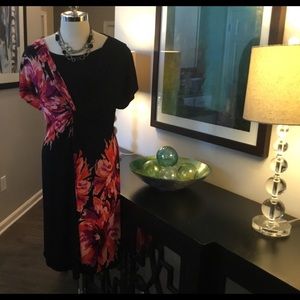 Evan-Picone Floral/Solid Block Dress